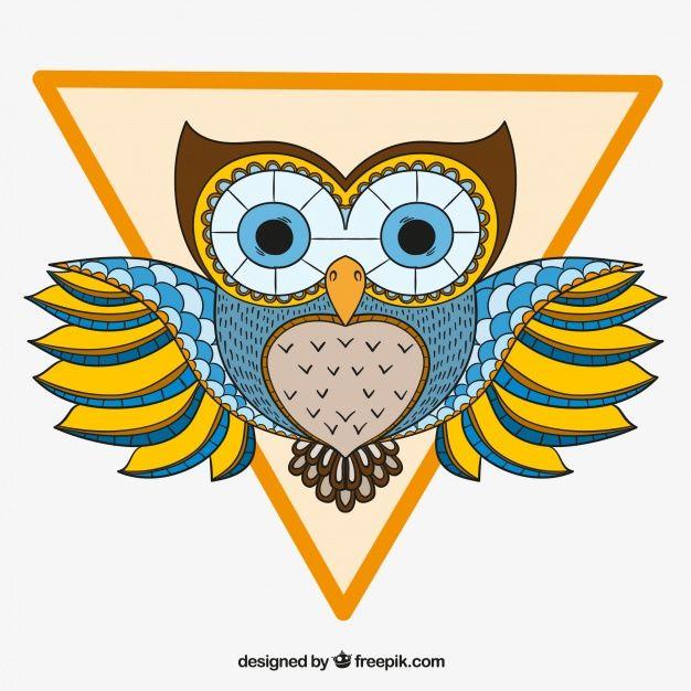 Owl Triangle Logo - Decorative owl with triangle Vector | Free Download