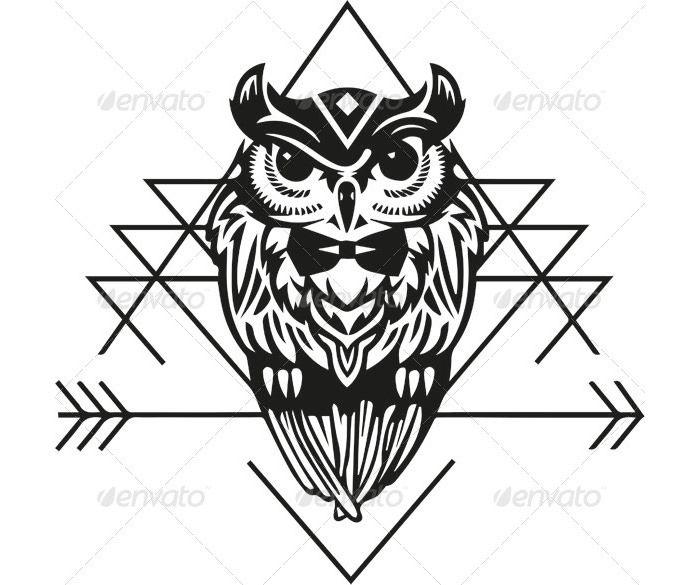 Owl Triangle Logo - Owl Illustration. Free & Premium Templates