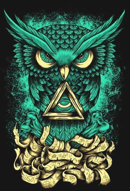 Owl Triangle Logo - awesome owl | tattoo | Ilustração, Coruja, Desenho arte