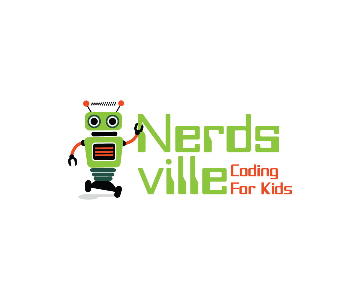 Green Robot Computer Logo - Colorful, Playful, Computer Logo Design for Nerdsville Coding