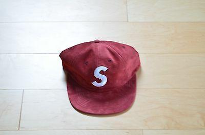 Burgundy S Logo - NEW AUTHENTIC SUPREME S Logo Suede Cap Hat Leather Strap 6 Panel ...