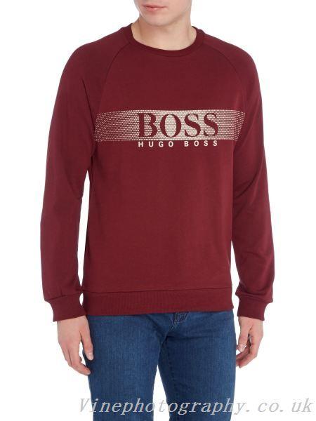 Burgundy S Logo - Welcome Hugo Boss Sweatshirt Sweatshirt Men's Burgundy S Logo ...