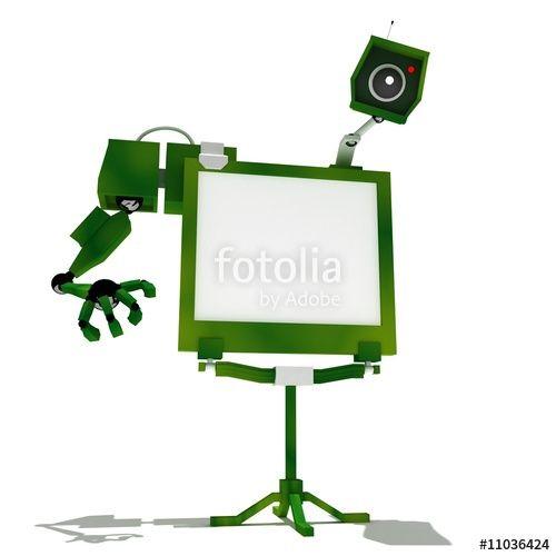 Green Robot Computer Logo - green robot television set is insulated on white background