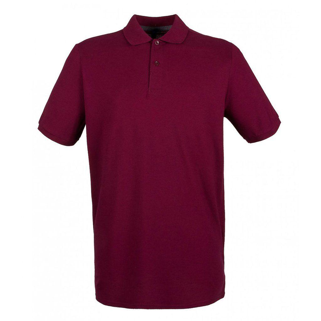 Burgundy S Logo - Henbury Men's Burgundy Modern Fit Cotton Pique Polo Shirt