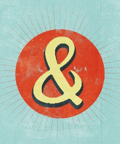 Yellow Circle Black Hand Logo - yellow hand illustrated ampersand with black drop shadow on red ...