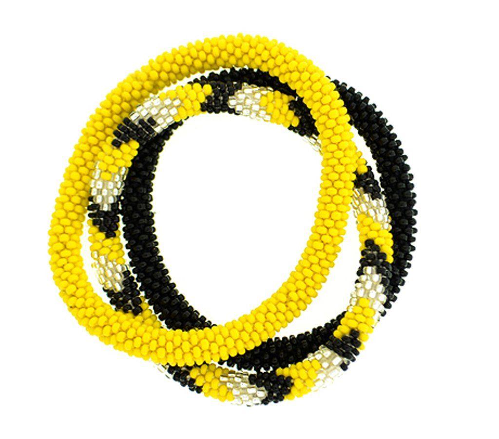 Yellow Circle Black Hand Logo - Team Spirit Roll On® Bracelets Black & Yellow