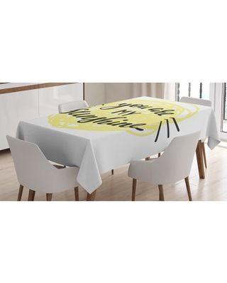 Yellow Circle Black Hand Logo - Shopping Special: Quotes Decor Tablecloth, Modern Love Quote