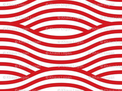 Red and White Wave Logo - Red and White Wave Asian Stripes wallpaper - khaus - Spoonflower