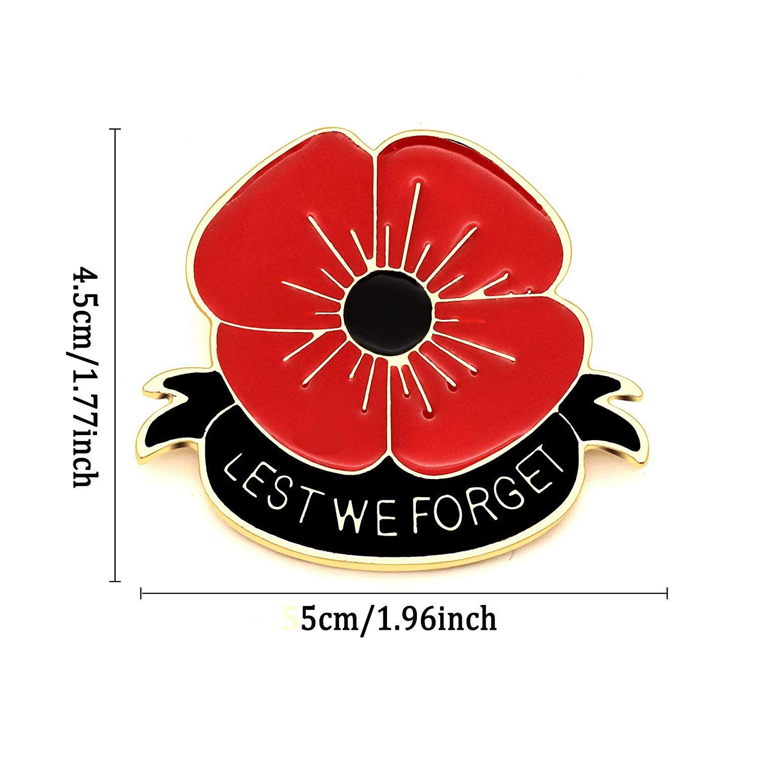 Poppy Flower Logo - KENYG Red Poppy Flower Brooch Lest WE Forget for Women Remembrance Gift