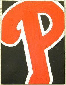 Original Phillies Logo - Philadelphia Phillies Team Logo Black 12x16 John Stango Original