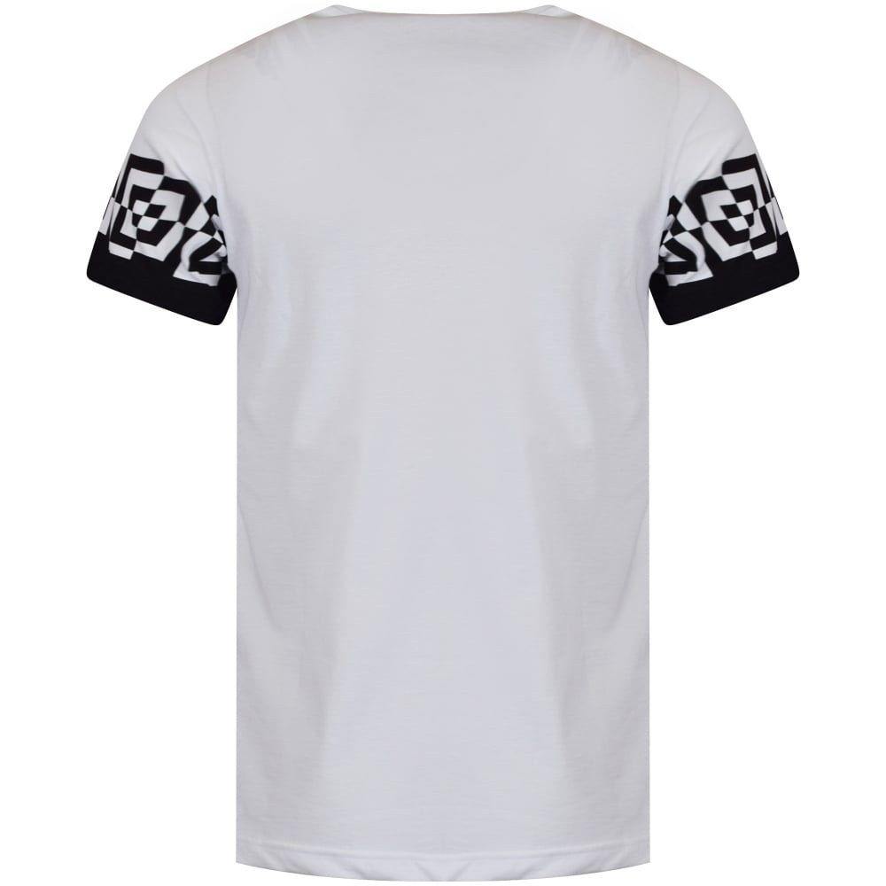 Black and White Diamond Logo - VERSACE JEANS Versace Jeans White Black Diamond Check Logo T Shirt