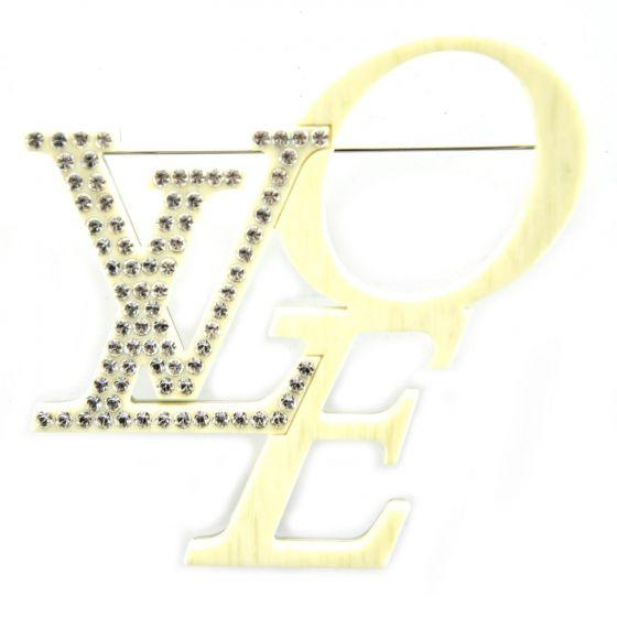Love Louis Vuitton Logo - LOUIS VUITTON Swarovski Crystal Love LVoe Brooch 30818