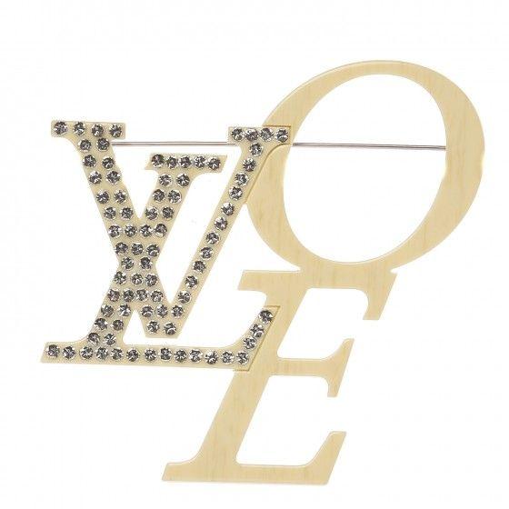 Love Louis Vuitton Logo - LOUIS VUITTON Swarovski Crystal Love LVoe Brooch 272697