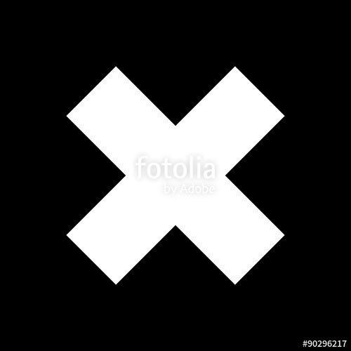 White X Logo - Delete sign, White Crosswise Sign on a Black Background, X Sign, a