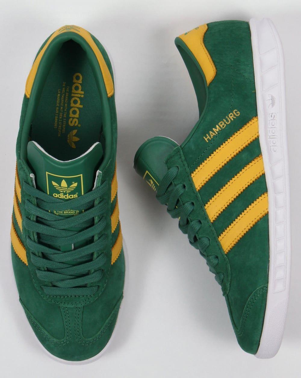 Green Yellow and White Logo - Adidas Hamburg Trainers Green/Yellow/White, originals, shoes, sneakers