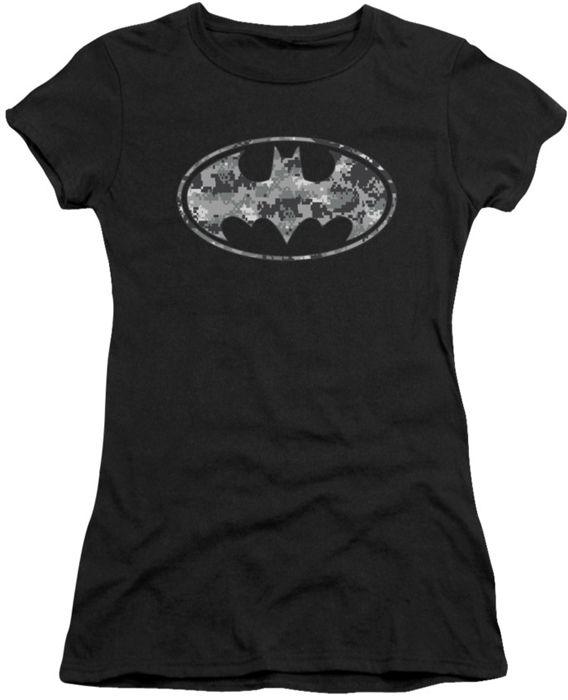 Camo Batman Logo - Batman Juniors T Shirt Urban Camo Shield Black