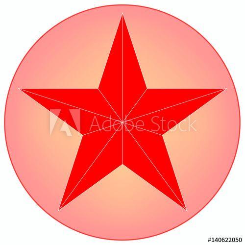 Red Star Circle Logo - Red star shape isolated on red gradient circle background.Trendy