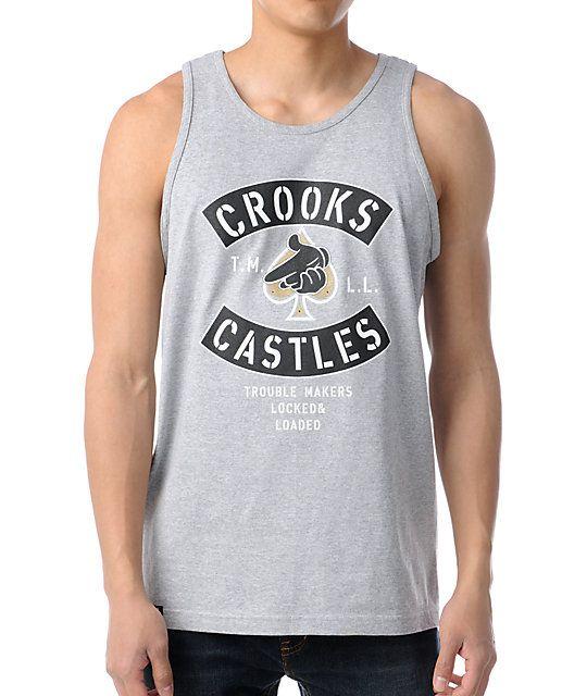 Crooks and Castles Air Gun Logo - Crooks and Castles Air Gun Spade Grey Tank Top