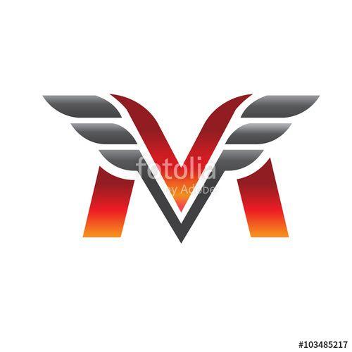 MV Logo - letter M V with wing logo vector