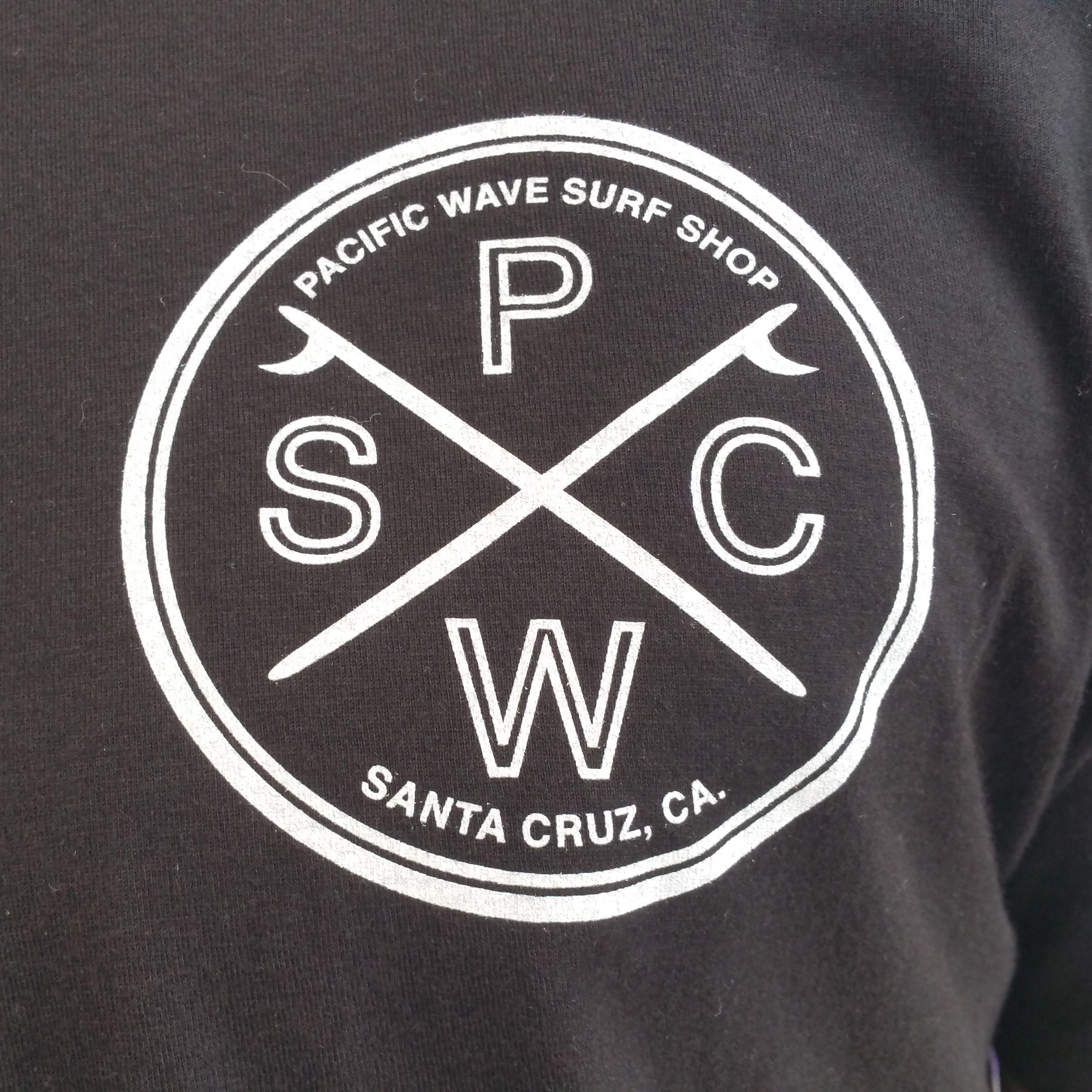 Surf Club Logo - Pacific Wave Surf Club Fitted T Shirt Men's Black Wave Surf