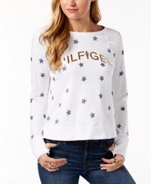 Macy's White Star Logo - TOMMY HILFIGER Star-Print Logo Sweatshirt, Created For Macy'S, White ...