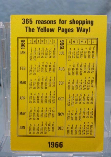 Vintage Yellow Pages Logo - Vintage Advertising Pocket Wallet Calendar Card: 1966 1967 BELL ...