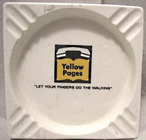 Vintage Yellow Pages Logo - Vintage 1950s Yellow Pages advertising square ashtray white