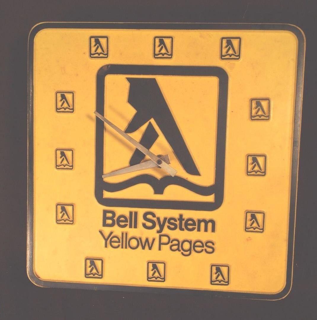 Vintage Yellow Pages Logo - Vintage Bell Telephone Yellow Pages Advertising Clock 1960's Mid