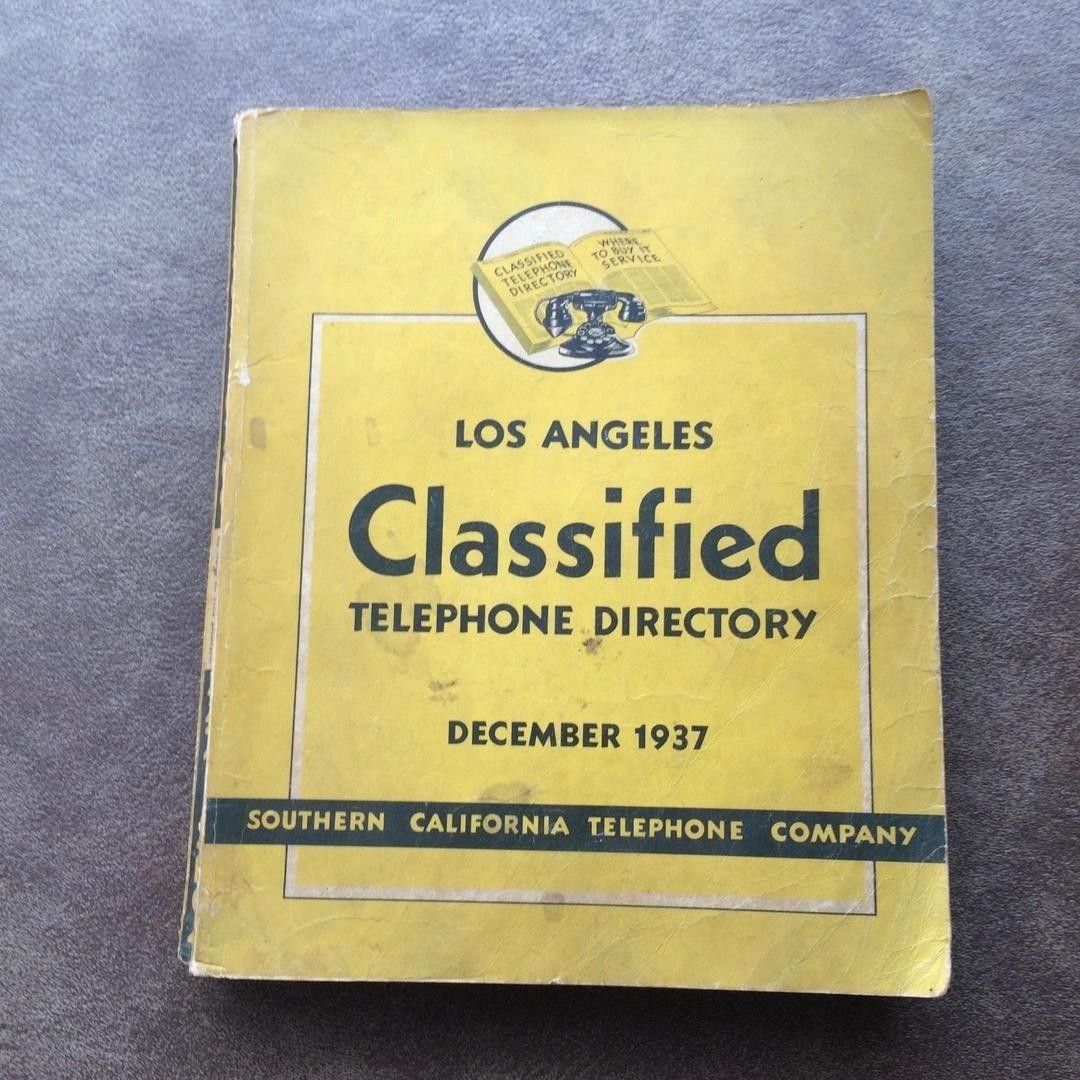 Vintage Yellow Pages Logo - Los Angeles Classified Phone Directory 1937 Pages