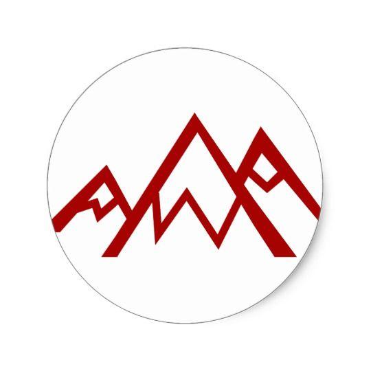 Cicrler Red Mountain Logo - Red Mountain Range Peak Icon Classic Round Sticker | Zazzle.co.uk