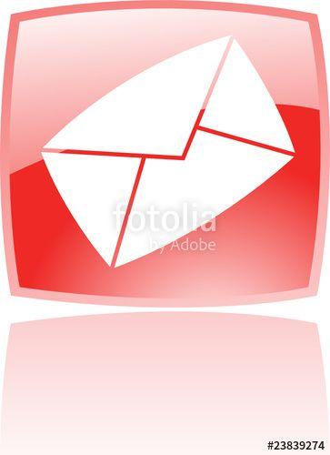 Red Envelope with White Logo - Glossy red envelope isolated on white