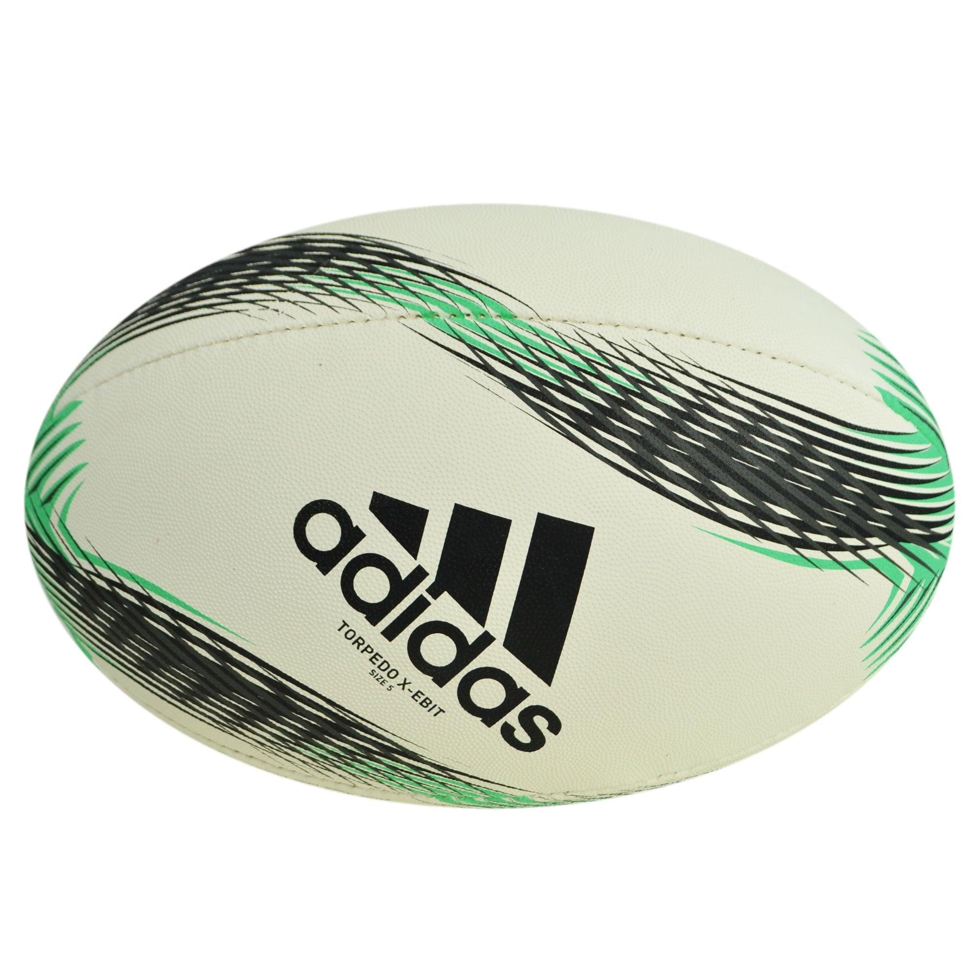 White X Green Ball Logo - Torpedo X-Ebit Rugby Ball - White, Black and Green