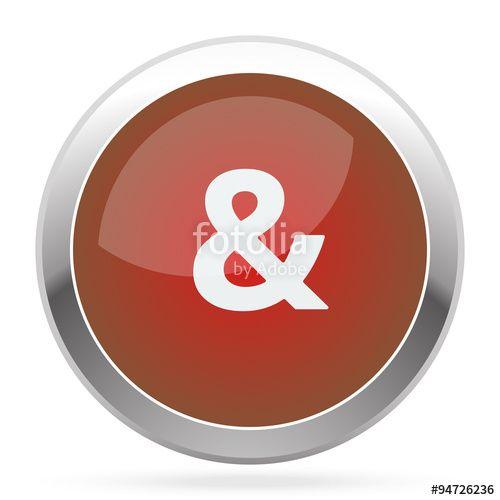 Red and Orange Ampersand Logo - White Ampersand icon on red web app button Stock image and royalty