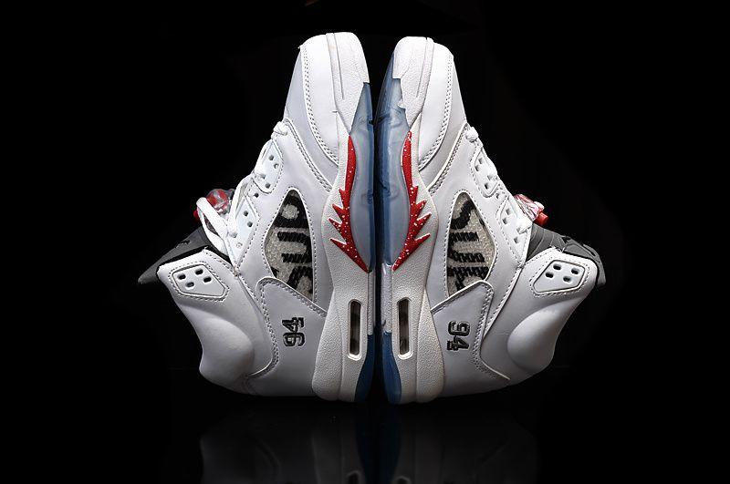 Fire Red and White Logo - Nike Air Jordan V 5 Retro SUPREME WHITE BLACK FIRE RED SILVER 824371 ...