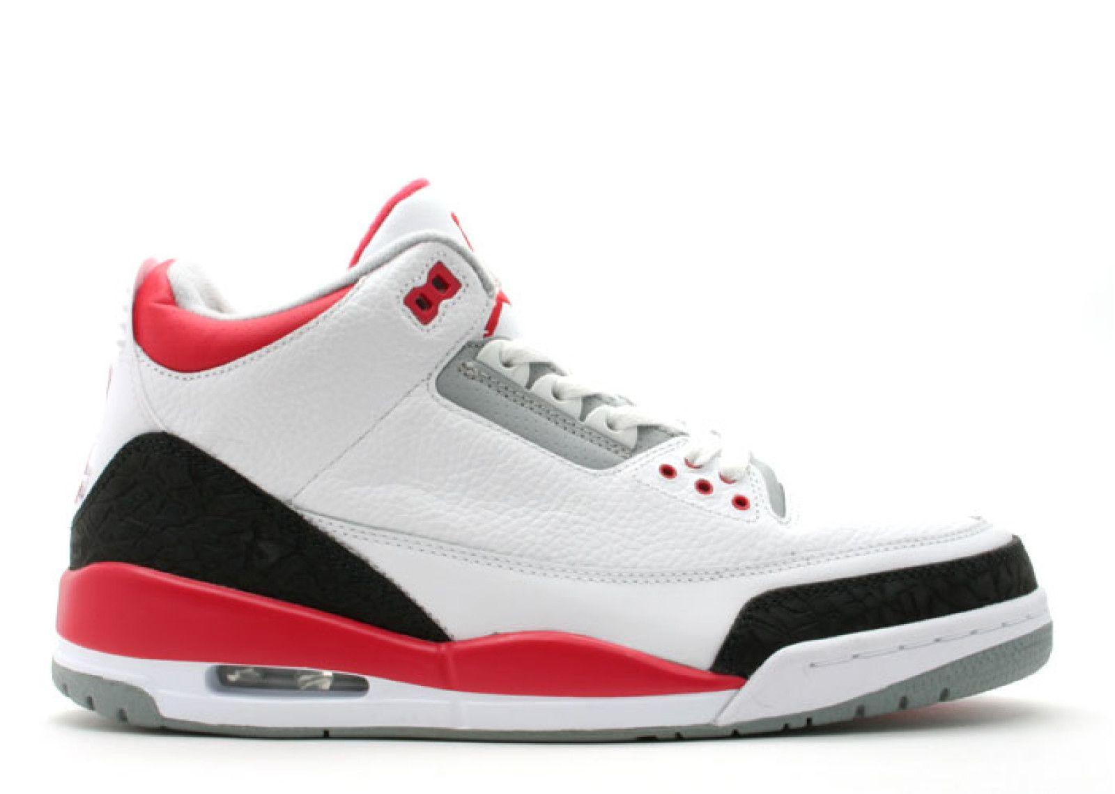 Fire Red and White Logo - Air Jordan 3 Retro - Air Jordan - 136064 161 - white/fire red-cement ...