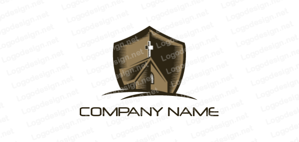Church Shield Logo - retro church in shield. Logo Template by LogoDesign.net