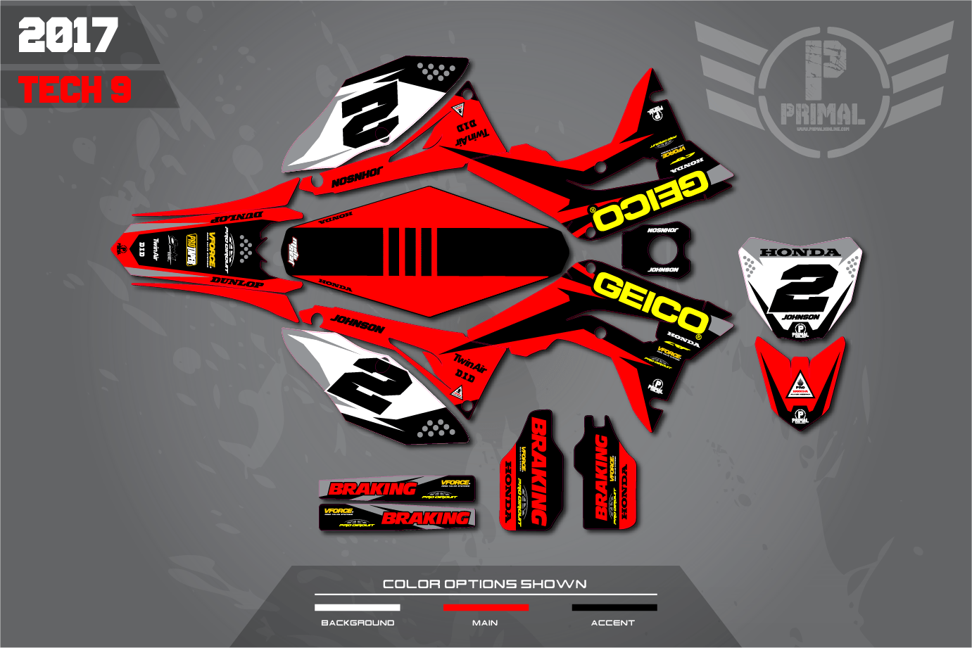 Honda Motocross Logo - TECH NINE HONDA | Primal X Motorsports | Motocross Graphics | ATV ...