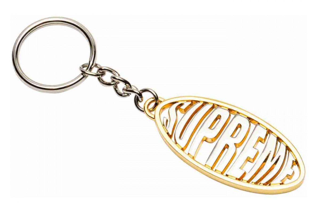 Silver Oval Logo - FW18 Supreme Oval Logo Keychain Silver