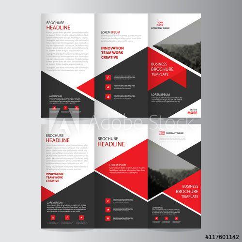 Three Black Triangle Logo - Red black triangle business trifold Leaflet Brochure Flyer report ...
