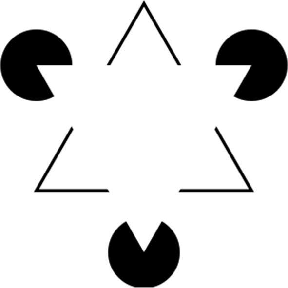 Three Black Triangle Logo - Kanizsa triangle. Here, three black pac-men inducers generate in the ...