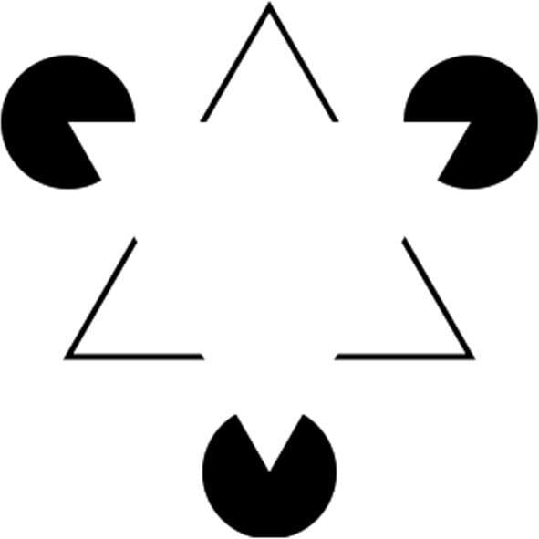 Three Black Triangle Logo - Kanizsa triangle. Here, three black pac-men inducers generate in the ...