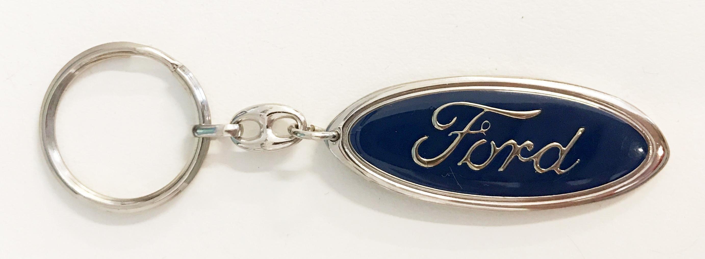 Silver Oval Logo - Ford Blue Silver Oval Logo Metal Key Ring Keyring With Chain - Ford ...