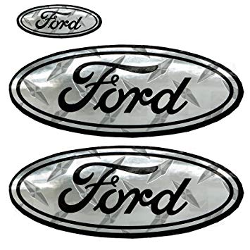 Silver Oval Logo - Ford Oval Logo Silver Treadplate Pattern Auto Car Truck SUV Vehicle ...