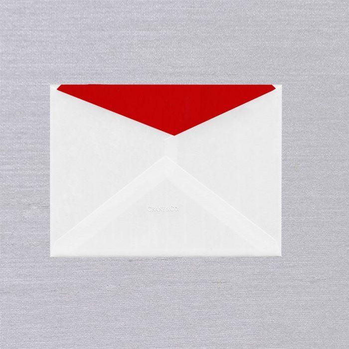 White and Red Envelope Logo - Red Lined Kent Envelope in White | Crane Stationery