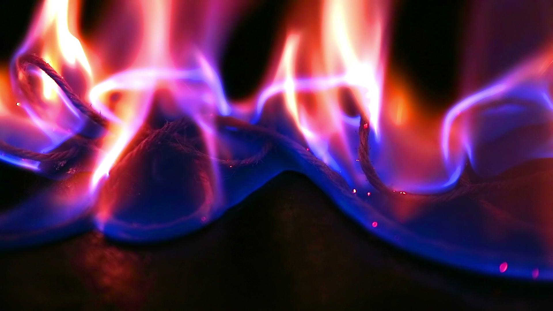 Blue Red Flame Logo - Blue and red flame background in dark. Burning liquid looks like a ...