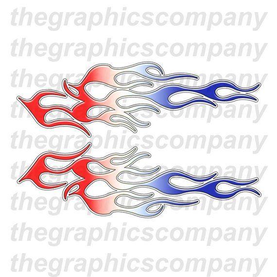 Blue Red Flame Logo - Red White Blue Flames 12 Decal Stickers Graphics 3M | Etsy