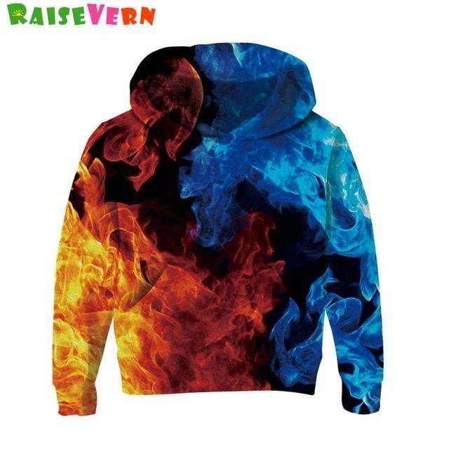 Blue Red Flame Logo - Blue Red Flame 3D Hoodie Boys Girls Sweatshirts Quality Pullover ...