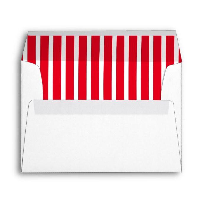 White and Red Envelope Logo - Card Envelope Red & White Stripes Envelope. Custom Office Supplies