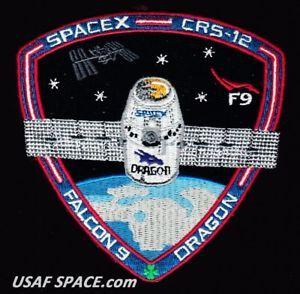 NASA Dragon Logo - CRS-12 - SPACEX ORIGINAL FALCON-9 DRAGON F-9 ISS NASA RESUPPLY ...