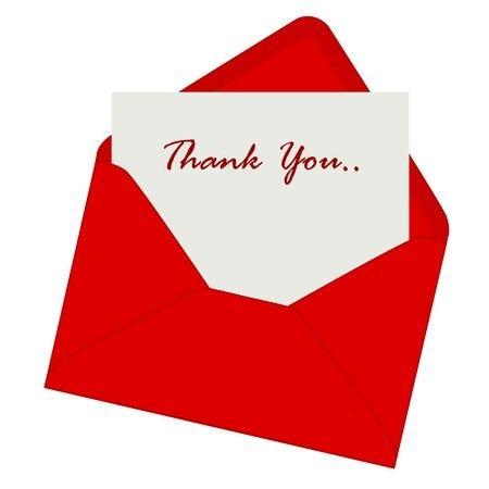 Red Envelope with White Logo - Thank you note inside a red envelope illustration isolated on white ...